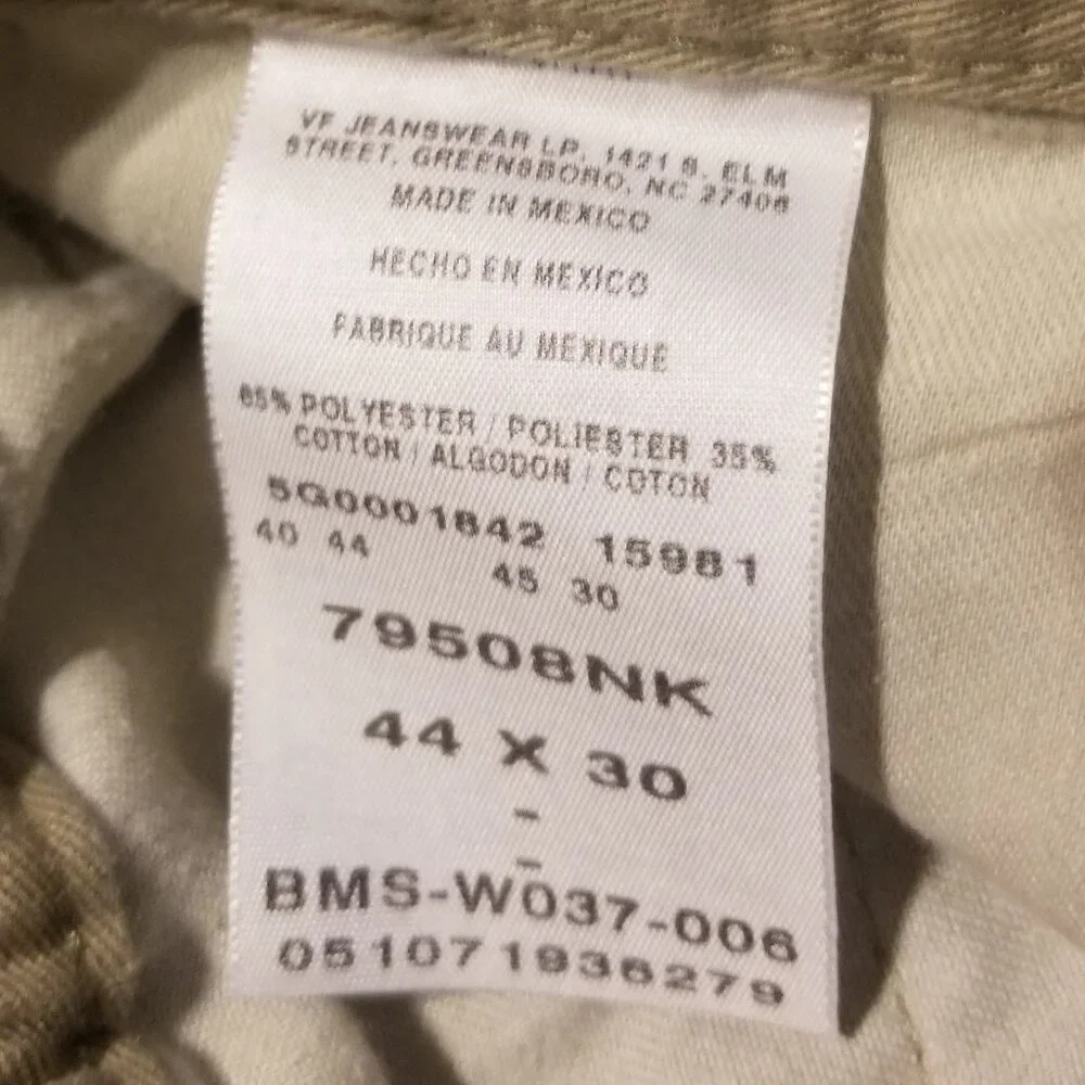 Legendary Gold 44 x 30 tan khaki pants with expanding waist band